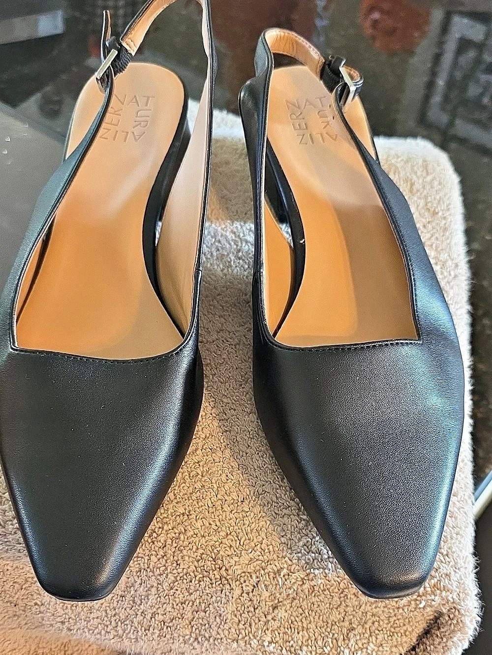 Naturalizer Black Slingback Block Heel Pumps Size 10